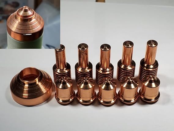 X45 Plasma Fine Cut Consumables - 51204 Fine Cut Nozzles + 51205 Fine Cut Nozzles + 52574 Electrodes + 51905 Fine Cut Shield (11pc - 51204 Fine Cut Nozzles + 52574 Electrodes + 51905 Fine Cut Shield)