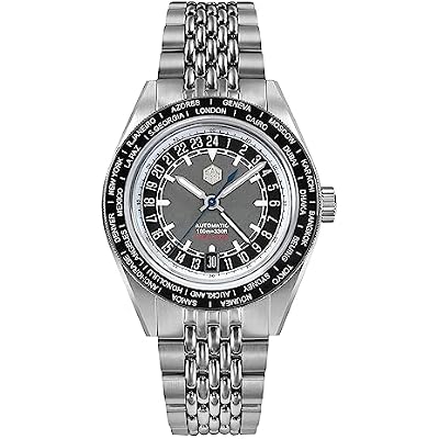 San Martin SN0116 Japan NH34 GMT World Timer Men Watch Waterproof Automatic Mechanical Travelers Steel Dive Watches