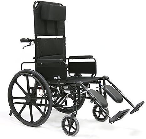 New Karman KM5000 ( KM5000F20W ) Lightweight Reclining Wheelchair with Removable Desk Armrest, Fixed Wheel, 20 Seat Width Color - Black! by Karman Healthcare