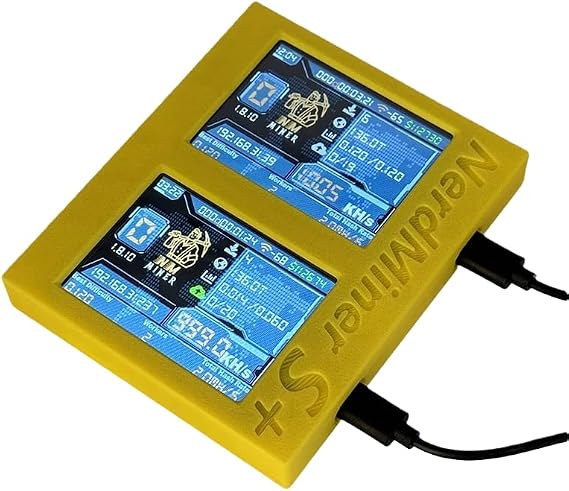 nmminer Nerd-Miner V2 Dual Screen mini Bitcoins Miner 1050KH/s Asic BTC Miner Asik Mining Crypto Miners Lucky Solo Bitcoin Mining Machine Crypto Currency bitaxe Nerd-Miner S+ 2120KH/S (White)