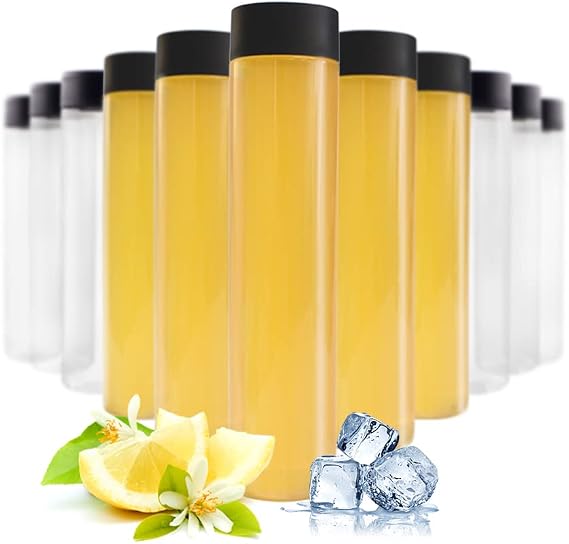 YBCPACK 12 Pack 16 OZ (500 ml) Clear PET Plastic Juice Bottles with Black Lids - Empty Smoothie Ideal for Juice, Milk, Homemade Beverages