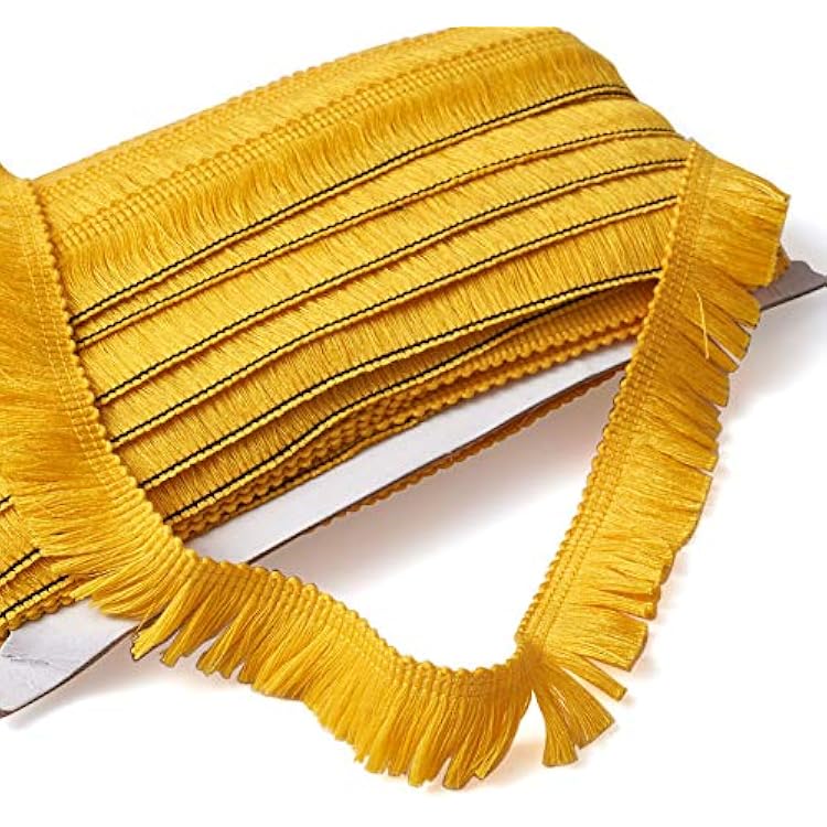 Beadthoven 27 Yards 1 Inch Fringe Trim Tassel Ribbon - Polyester Lace for Sewing Clothing, Cushions, Pillow, Curtain Home Decorations DIY Crafts - Gold