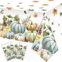 Oigco 3 Pcs Fall Tablecloth Watercolor Pumpkin Thanksgiving Tablecloth Fall Harvest Leaves Table Cover Set for Autumn Thanksgiving Party Supplies, 54 x 108 Inch