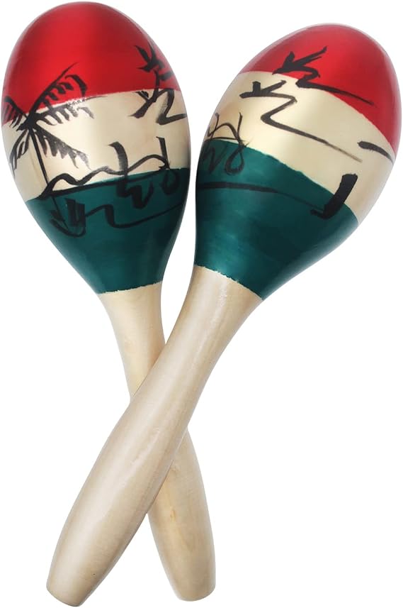 MARACAS,Wood Rumba Shakers Rattle Hand Percussion of Sand of the Hammer Great Musical Instrument with Salsa Rhythm For Party Games Live Performances Concert Birthday Parties ktv(colorful)