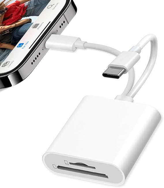 SD Card Reader USB C for iPhone, iPad, SD Card Adapter for Digital Camera, Dual Interface Memory Card Reader, No App Required