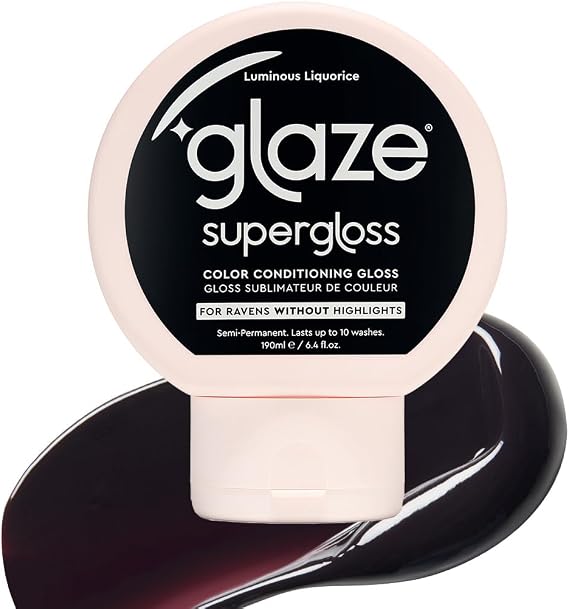 Glaze Supergloss Color Conditioning Gloss – Hydrating Semi-Permanent Color Hair Gloss & Shine Boost – Color Depositing Mask - Vegan, Cruelty-Free – 190ml - Luminous Liquorice - Rich Black