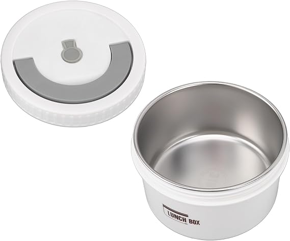 BoxLunch ContainerFood Storage ContainerLunch BoxLunchable Food ContainerBento L 600ml Box Round Stainless Steel Lunch Container with Tight Sealing for Storage Container Milky (Cream White)
