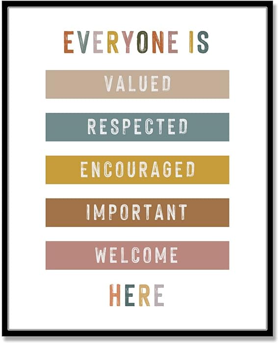 Everyone Is Valued, Classroom Welcome Quote, Boho Classroom Decor, All Are Welcome Here, Rainbow Wall Print, Playroom Decor, Welcome Sign, Unframed (11X14 INCH)