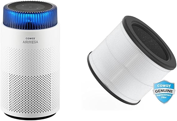 Bundle | 1 Coway Airmega 100 True HEPA Air Purifier + 1 Extra Coway Airmega 100 Air Purifier Replacement Filter Set, True HEPA and Deodorization Filter