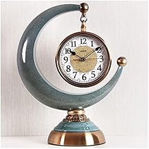 Table clock European style clock silent table esk clock no tick alarm clock ornaments modern ornaments home bedside table clock battery alarm clock Digital (Color : C)