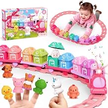Train Set Toy Toddlers for 1-3 Learning Toy for Ages 1 2 3,Montessori Learning Matching & Sorting Toys,Christmas Birthday Gift Boys Girls Pink