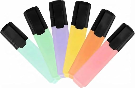 Pastel Highlighters Pens | Chisel Tip, Quick-Dry, Smudge-Free Ink | Soft Fluorescent Colours for Study, Journaling, Planners, Office & School Supplies (6, 12, or 24 Pack) (24)