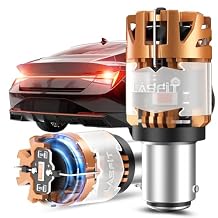LASFIT D2 1157 LED Bulbs Red with Built-in Resistor Brake Tail Lights CanBus-Ready Rear Turn Signal Light Anti Hyper Flash Error Free, Pack of 2