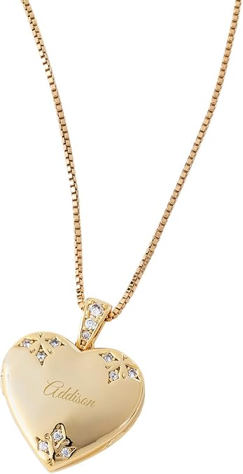 THINGS REMEMBERED Gold Tone Pave Heart Locket (Free Customization)