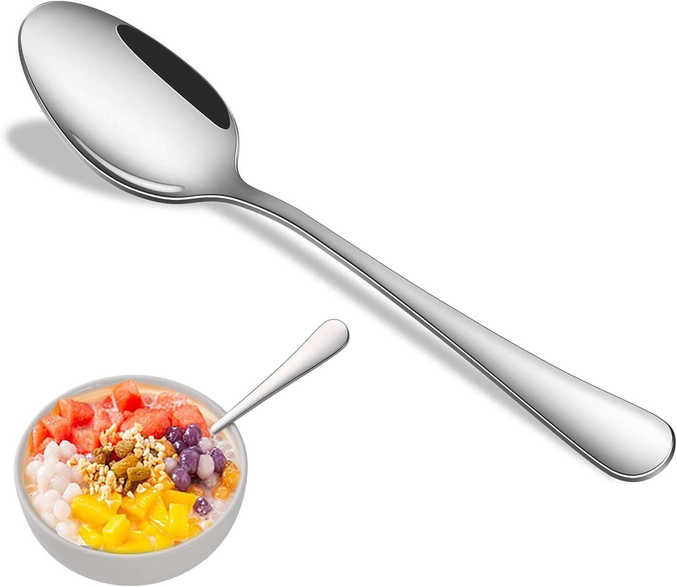 Dinner Spoons Set, 7.3 Inch Stainless Steel Table Spoons Set of 8, Metal Cutlery Soup Spoons Set for Dining,Dessert,Dishwasher Safe Tablespoons Sets