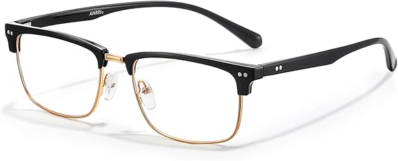 ANRRI Metal Browline Blue Light Blocking Glasses for Men