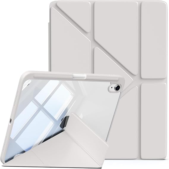 Case for iPad (A16) 11th/10th Generation 11/10 inch (2025/2022) with Pencil Holder, Clear Transparent Back Shell Shockproof Cover, Vertical Horizontal Stand, Auto Sleep/Wake, Gray