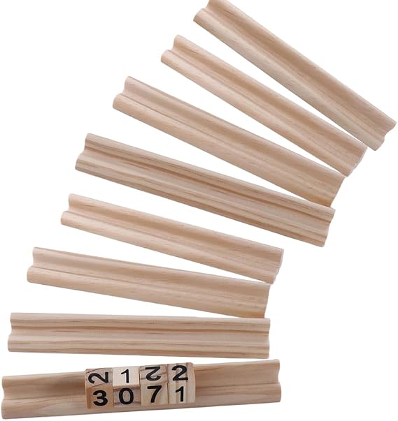 Vctitil 8 Pack Wooden Domino Trays,Domino Racks,Wooden Scrabble Tile Holder,Word Tray,7.48x0.9x0.7inch, for Mexican Train and Other Dominoes Games