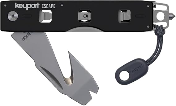 Keyport Car Rescue Tool - Tungsten-Carbide Window Breaker & Seatbelt Cutter | Solid Tip - No Spring To Fail | Shatters Side Glass | Rescue-Grade | Pry Bar | Pocket Clip | Paracord Pull | Customizable