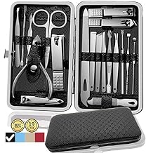 Manicure Set Pedicure Kit Nail Kit-19 in 1 Stainless Steel Manicure Kit, Professional Grooming Kits, Nail Care Kit with Luxurious Travel Case Black ...