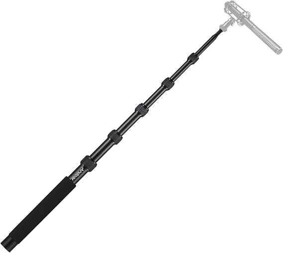 Andoer Handheld Microphone Boom Arm 6-Section Extendable Mic Arm Aluminum Alloy Boom Pole for Microphones 1/4 Inch Screw & Thread with Foam Grip Locks 46cm-200cm Adjustable Length