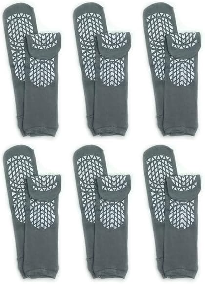 GBM Secure Step Double-Sided Tread Non Slip Safety Socks, 6 Pair