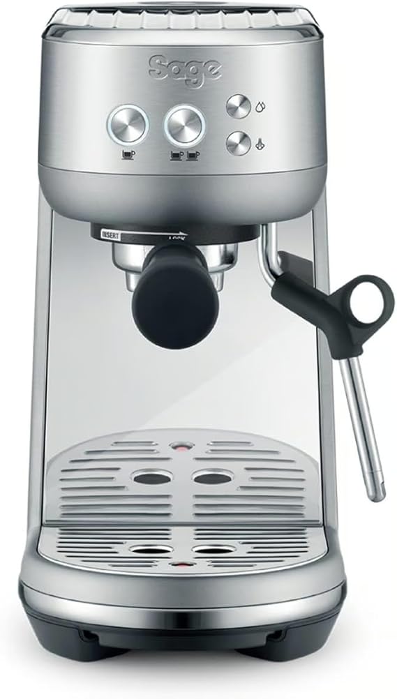 Sage - The Bambino - Compact Coffee Machine with Automatic Milk Frother, Brushed Stainless Steel | 54mm Portafilter & Manual Steam Rod, Fast Heating, Volumetric Control 1 & 2 Cup