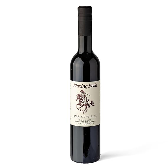 Blazing Bella Barrel Aged Balsamic Vinegar of Modena, Italy Thick, Rich & Naturally Sweet Premium Traditional Italian Balsamic for Everyday Use 16.9 fl oz (500ml)