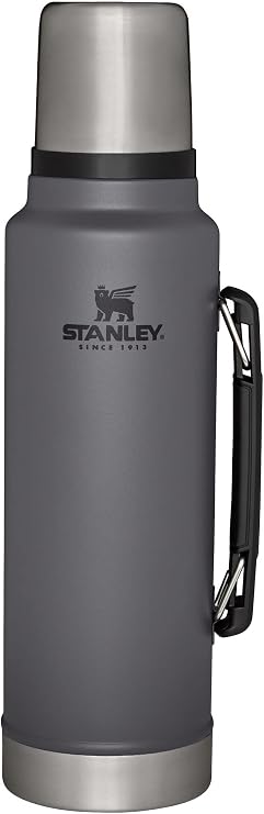 Stanley Classic Legendary Vacuum Bottle 1.5 qt Wide Mouth with Leakproof Cup Lid Keep Drinks Hot or Cold Packable for Travel Insulated Stainless Steel Thermal Bottle BPA-Free Charcoal
