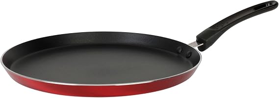 Sitram Cherry 712389 Crepe Pan Pressed Aluminium, Diameter 28 cm, Non-Stick Coating, Metallic Red, Suitable for All Heat Sources Including Induction