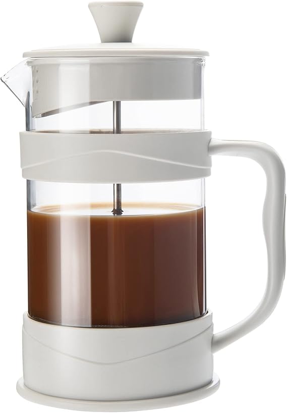 ParaCity French Press Coffee/Tea Maker 350ML, Cafetiere 12 OZ, White | Cafetiere 2 Cups, Camping Mini Cafetiere, 304 Stainless Steel Multi-Filter, Heat Resistant Glass