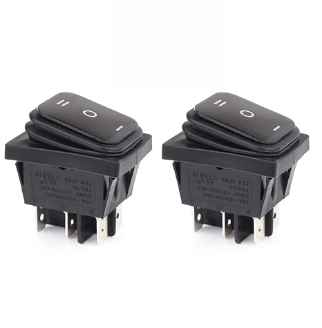 Clyxgs Waterproof Boat Rocker Switch 3 Position ON/Off/ON 16A 125V/250VAC for Car Boat 6P Black(Pack of 2)