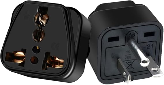2pcs American US NEMA 6-20P Electrical Plug Adapter,NEMA 6-20P Plug Adapter,US 3 pin Plug to Universal 3 Holes Socket Power Converter for NEMA 5-15P/5-20R/6-15P/6-20P/ EU/AU/US/UK (Black)