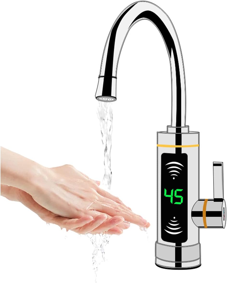 Small Electric Water Heater, Faucet Instant Water Heater, Tankless, 3-Second High-Speed Heating, 110V, 3000W, LCD Temperature Display, Electric Hot Water Heater, Electric Faucet, ColdHot Switching