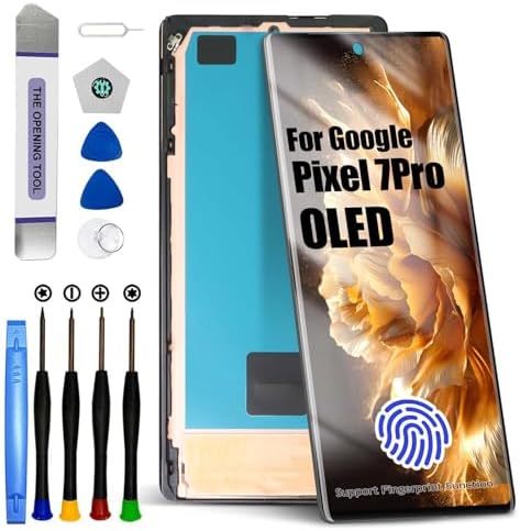 AMOLED for Google Pixel 7 Pro LCD Screen Replacement for Google Pixel 7 Pro LCD Display Touch Screen Display Assembly Repair Kits with Frame GP4BC GE2AE with Fingerprint Function