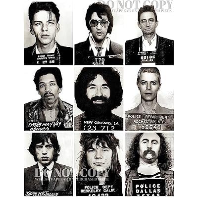 Famous Music Mugshots - 11 X 14 Poster - Magnificent Mug Shot Photograph Set - Rock and Rolls Most Wanted - Busted - Rare Photos - Art Print