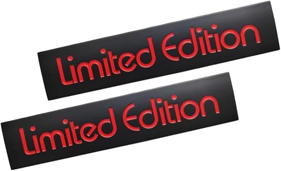 2PCS Chrome Metal Limited Edition Logo Car Badge 3D Premium Car Rear Trunk Sticker Side Decal (Back red)