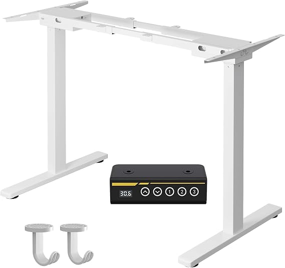 Dual Motor Standing Desk Frame for 40-63 in Tops, 264 lb, White