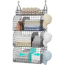 HapiRm Hanging Closet Organizer Storage - 4 Tier Metal Stackable Hanging Closet Shelves with Dividers and S Hooks, Foldable Clothes Shelves for Clothes, Pants, Shoes, Coat, Hats Clutches Accessories