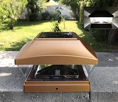 Outdoor Garden Set of 124681012 Premium Solar Power WhiteBlackCopper Finish SMD LED 6X6 Fence Cap Light for 6x6 PVCVinyl and Wood Post Copper Finish Color, Set of 1 Light...