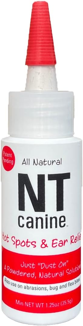 Four Oaks Farm Ventures, NT Canine Hot Spot & Ear Dry Powder - Treat Pet's Hot Spots, Cuts, Abrasions, Excema, Flea Bites, Ear Irritations - All Natural, Easy to Use, Non-Caustic, No Mess (1.25 oz)