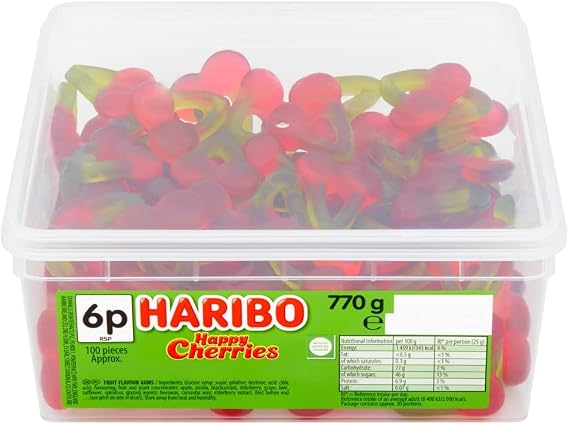 Happy Cherries 100x6p (780g) Sweets Tub