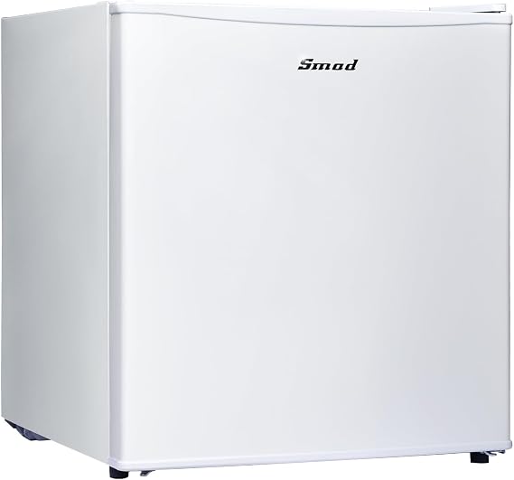 Smad Compact Fridge, 46 Liter, Mini 1 Door, Perfect for Living Alone, Compact with Ice Maker, 6 Temperature Control, Heat-resistant Tabletop, Quiet Mini Refrigerator, White