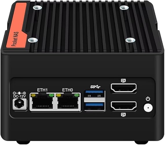 SJRC 4 Bay NAS Mini PC N200, 4 x NVMe Micro NAS Server for Desktop, 2 x i226-V 2.5GbE LAN Network Attached Storage with USB3.2, Support WiFi7/BT5.4, DDR5 32GB RAM 1TB SSD