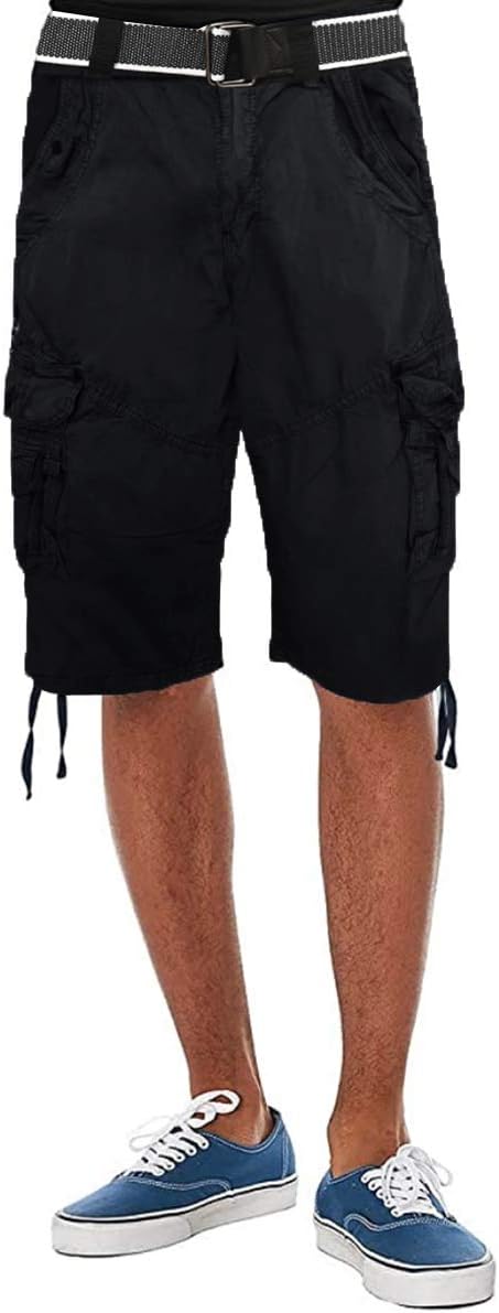 ETHANOL Men's Belted Cargo Shorts | Everyday cargo shorts, belted waist design, six pocket utility style, comfortable fit for casual, work, travel, outdoor wear