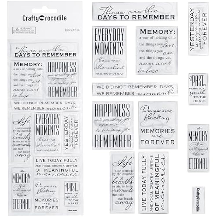 CraftyCrocodile Memories Love Quotes Epoxy Stickers - Clear & Black Memorial Family Themed in Loving Memory Stickers for Anniversary Wedding Scrapbook