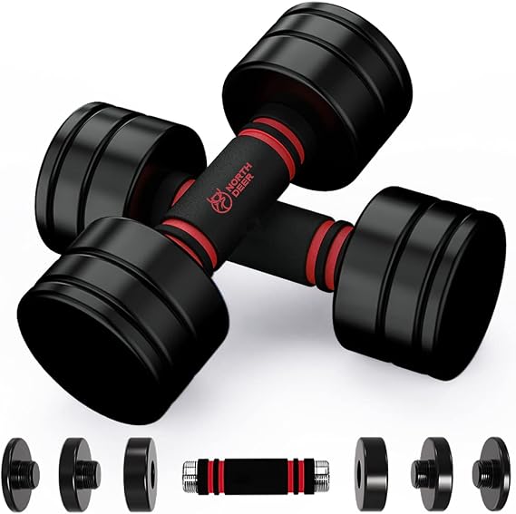 Official Northdeer Dumbbell Adjustable Compact Steel 2.5kg 5kg 7.5kg 10kg Black/Black Home Use