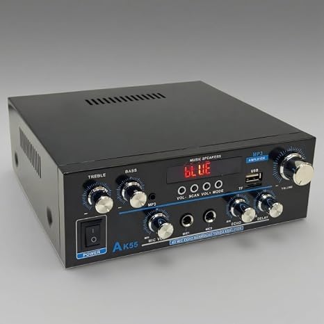 12V 2-Channel Car Power Amplifier, High-Performance Universal Fit Audio System, 180W Hardwired Room Electrical Operation, 36V Max Operating Voltage AK55