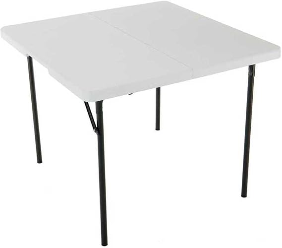 LIFETIME 280228 37-Inch Square Fold-in-Half Table, White Granite Top with Gray Frame
