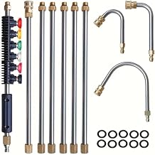 Eaglever Pressure Washer Extension Wand,Upgrade Washer Lance with Spray Nozzle Tips,With Curved Rod, 1/4Quick Connect, Replacement for Anti-Leaked Ring 4000 PSI (9-piece set+water gun)